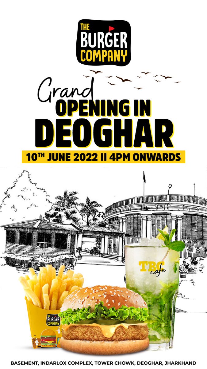 Hello Deoghar!
Get ready to Grab the Goodness of Summer Coolers, Burgers &amp; Fries!
GO: 10th June, 4 PM Onwards
#deoghar