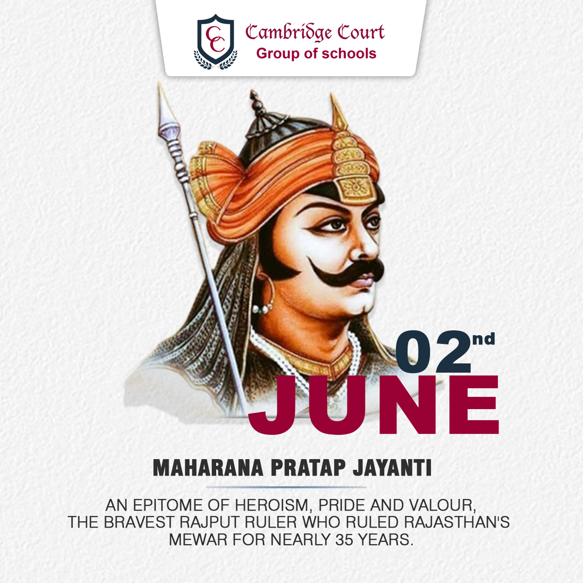 GroupCourt's tweet photo. Maharana Pratap Jyanti
#maharanapratap #rajputana #rajput #maharana #rajasthan #banna #thakur #india #mewar #jayanti #chetak #warrior #king #battle #june #2022 #mansarovar #jaipur #cchs #ccws #cambridgecourt #cambridgecourtgroupofschools https://t.co/xjrVHN37Oa