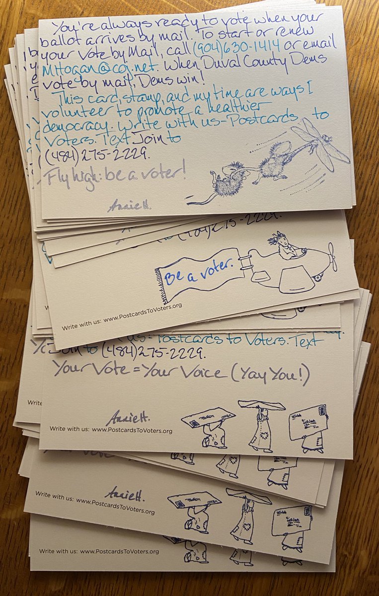 mafhensley's tweet photo. Fly high: be a voter! #PostcardsToVoters going cross-peninsula to Duval County to promote #MailTheVoteFL #VoteByMail
#PtoV gives a way to #CreateChange, one handwritten card at a time. Text JOIN to 484-275-2229. https://t.co/oIcGGBfhY8