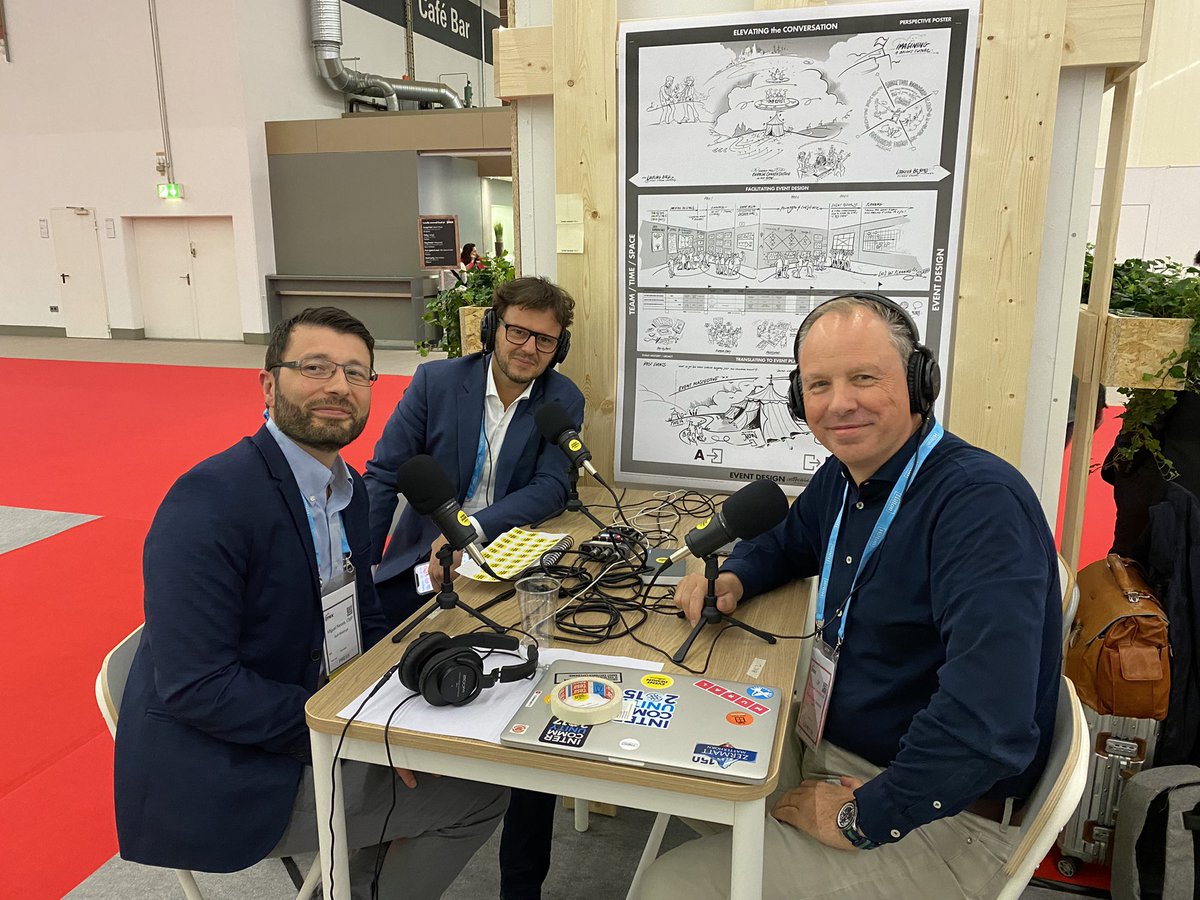 #DESIGNtoCHANGE #PODcast in perpetuity onsite at #IMEX22 with <a href="/SkiftMeetings/">Skift Meetings</a> <a href="/miguelseven/">Miguel Neves</a> Rodrigo Cezar <a href="/Roche/">Roche</a> <a href="/IMEX_Group/">IMEX</a>