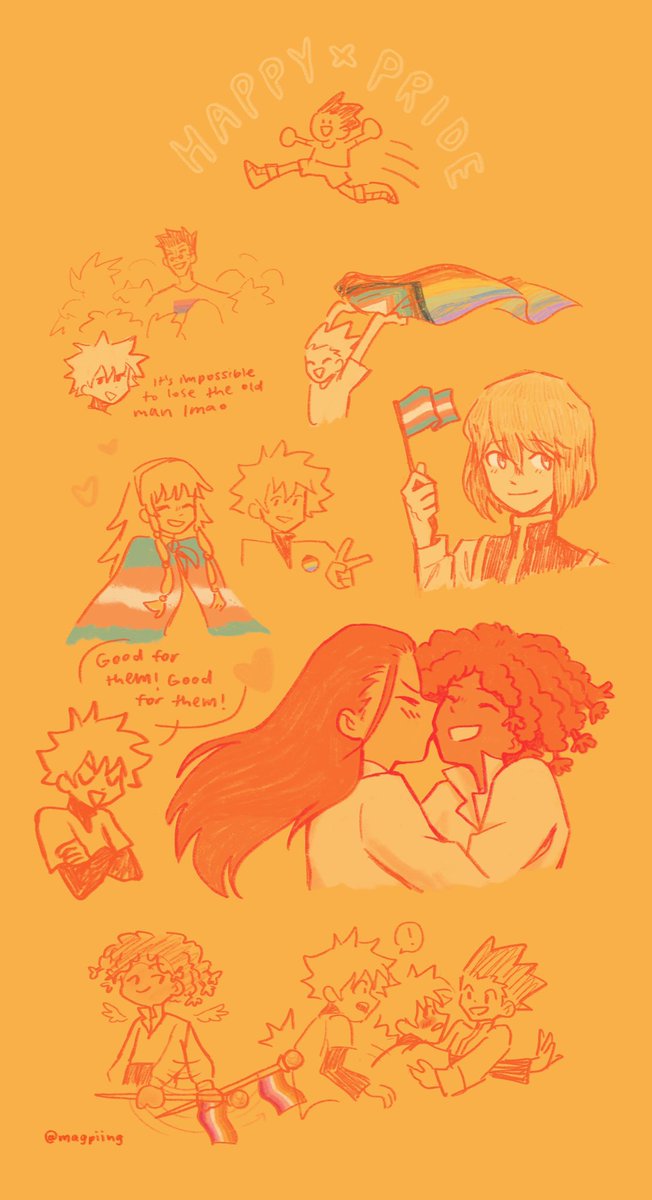 some fun little drawings from last year! happy pride :] #hxh