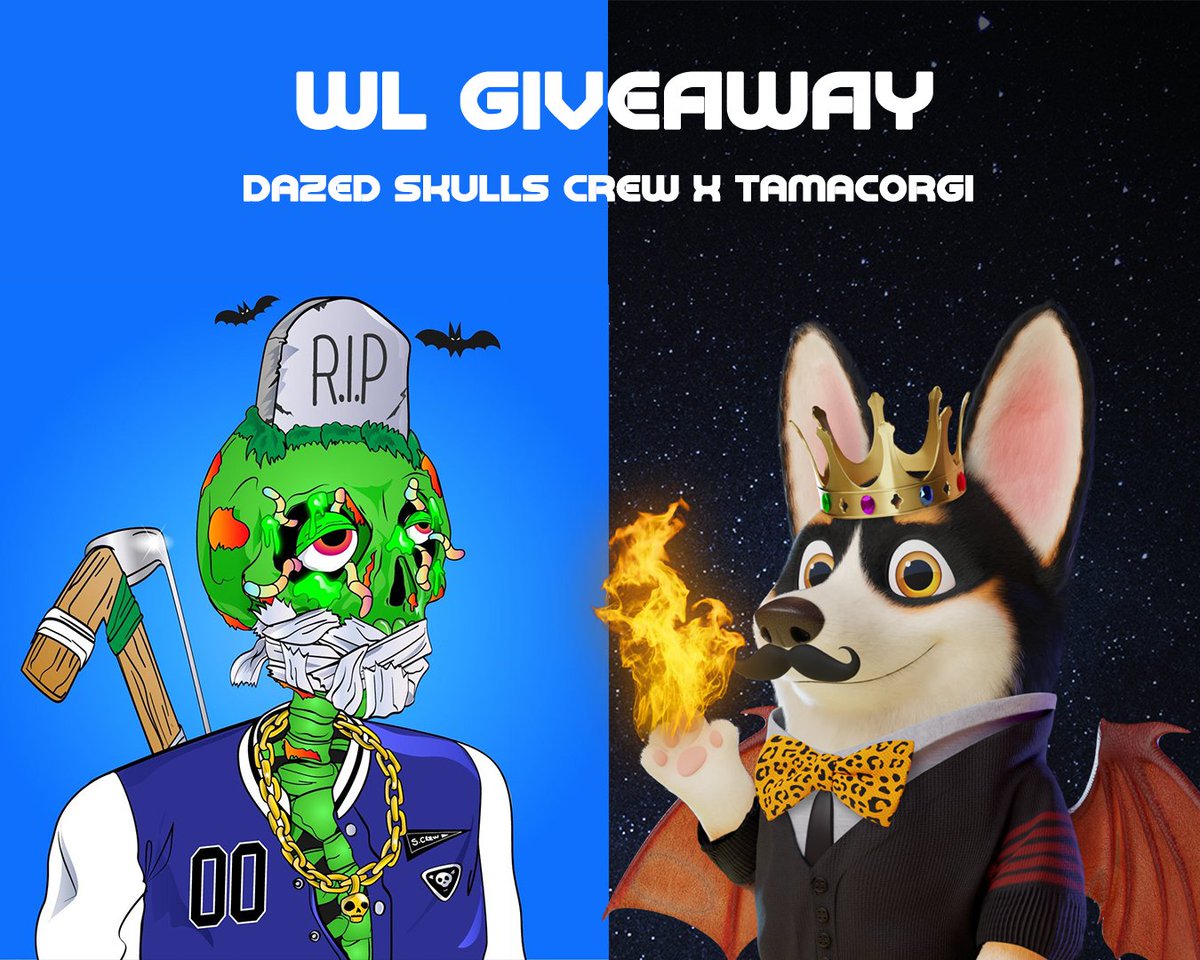 tamacorgi's tweet photo. 💀 Tamacorgi x Dazed Skulls Crew!! 💀

Prize:
🏆 5 x WL from @dazedskullscrew 

To Enter:
1️⃣Follow  @dazedskullscrew and @tamacorgi
2️⃣ RT &amp; ♥️
3️⃣Tag 3 friends

24H⏰

#NFTs #NFTGiveaways #NFTCommunity https://t.co/koMfDA5gsk