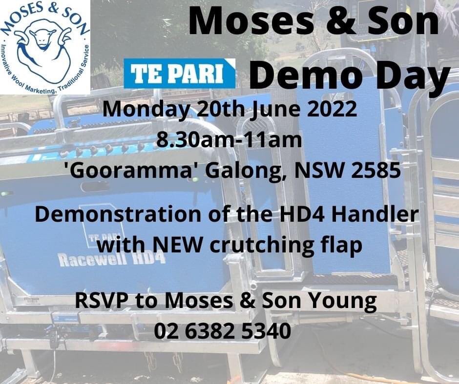 Moses &amp; Son are holding a Tepari Demo Day at <a href="/Gooramma/">Gooramma Genetics</a> on Monday 20th June! RSVP to Moses &amp; Son Young