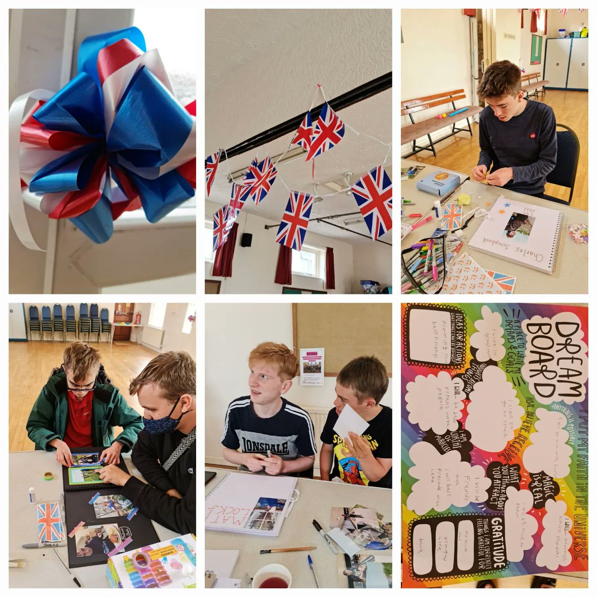 CGCareLTD's tweet photo. Mondays half term session was all about celebrating the Jubilee! We had games, music, food, decorations plus there was time for everyone to start their own scrap books of the adventures we've had together! #care #personalassistant #disabilityawareness https://t.co/llWrOmPkF4