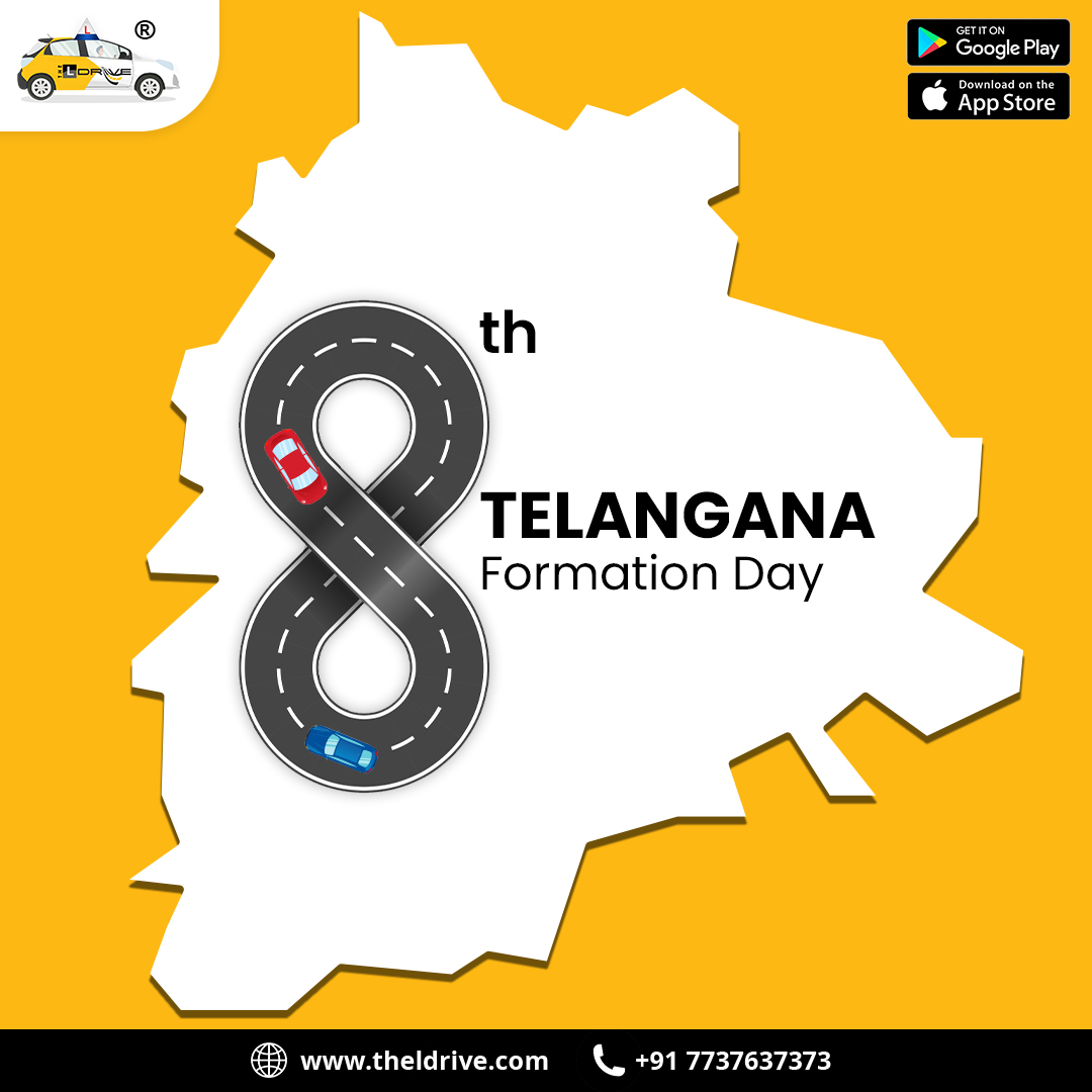 theldrive's tweet photo. The youngest state of India Telangana turns 8 years old. Happy Telangana State formation day to all.

May the state prosper and reach new heights of progress and peace.

#theldrive #drivinginstructor #drivingteacher #trafficguideliness #drivingclass #TelanganaFormationDay https://t.co/8uvXGDmcH2