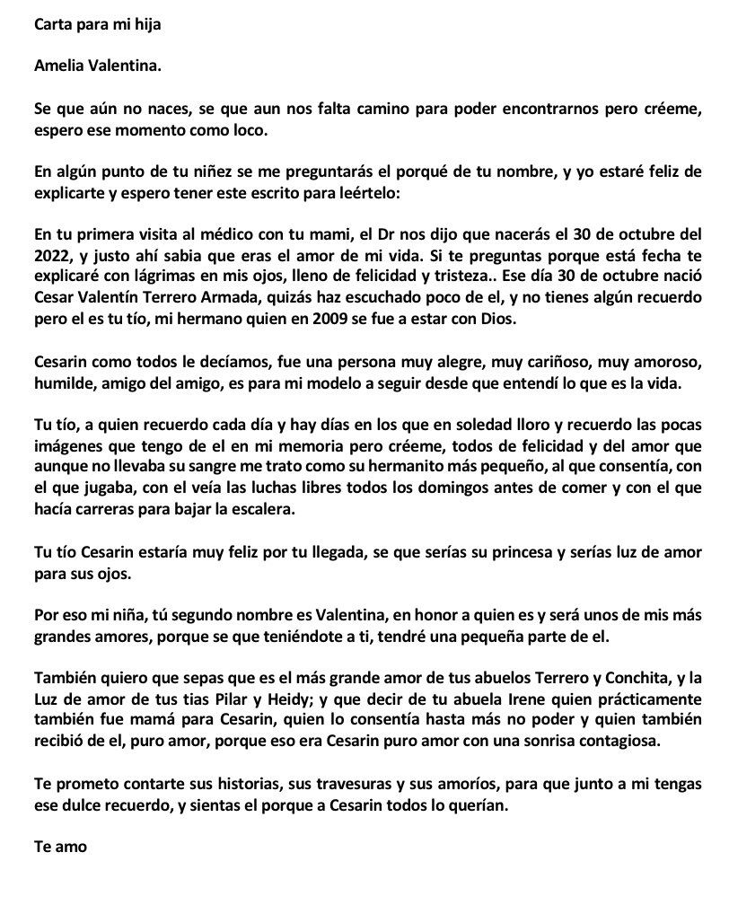 ImGian_'s tweet photo. Carta para mi Amelia Valentina 💜 https://t.co/IslRfqnqzi