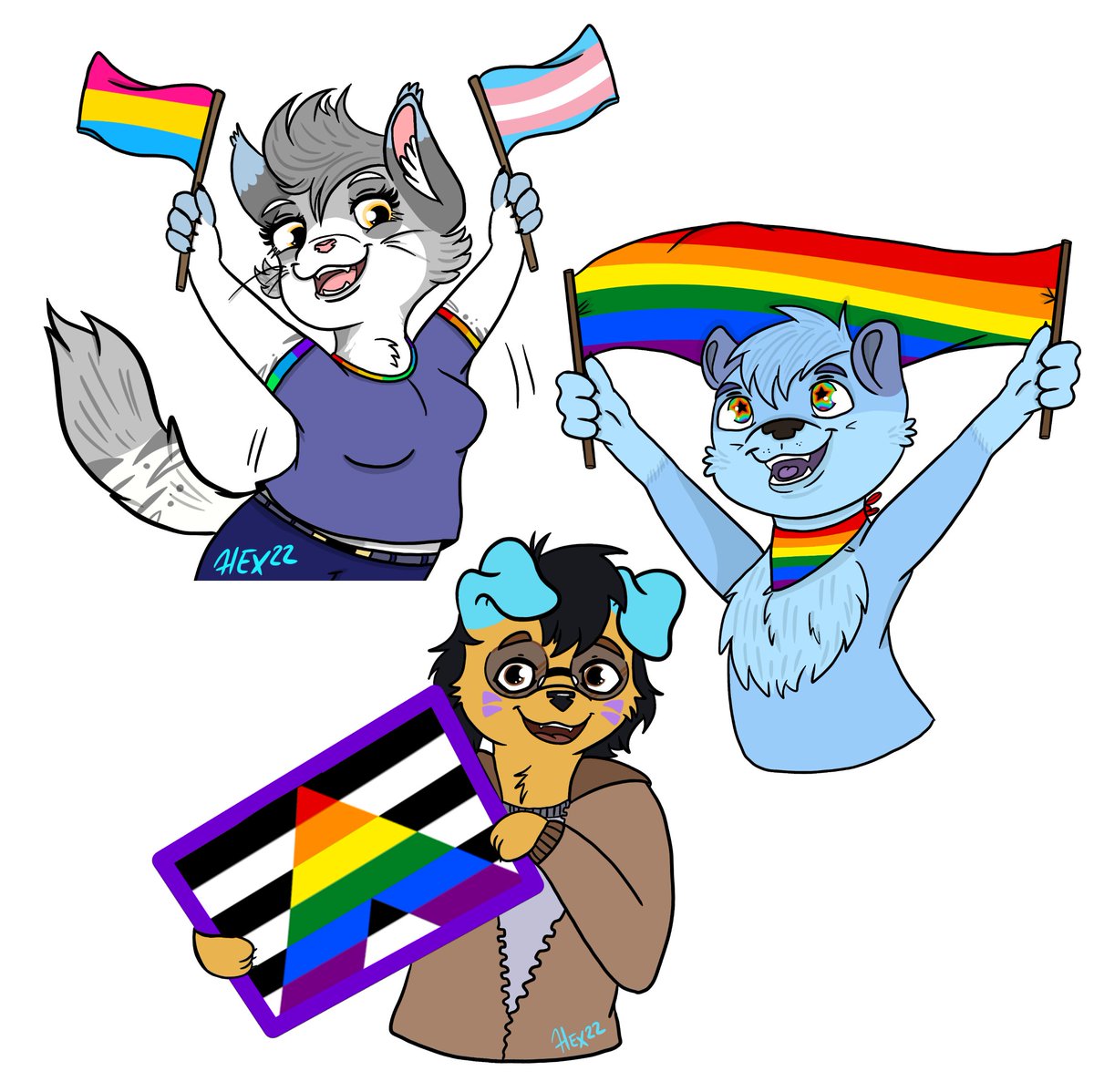 my first batch of pride commissions! <3 

#furry #pride #fursona #furrypride #gay #trans