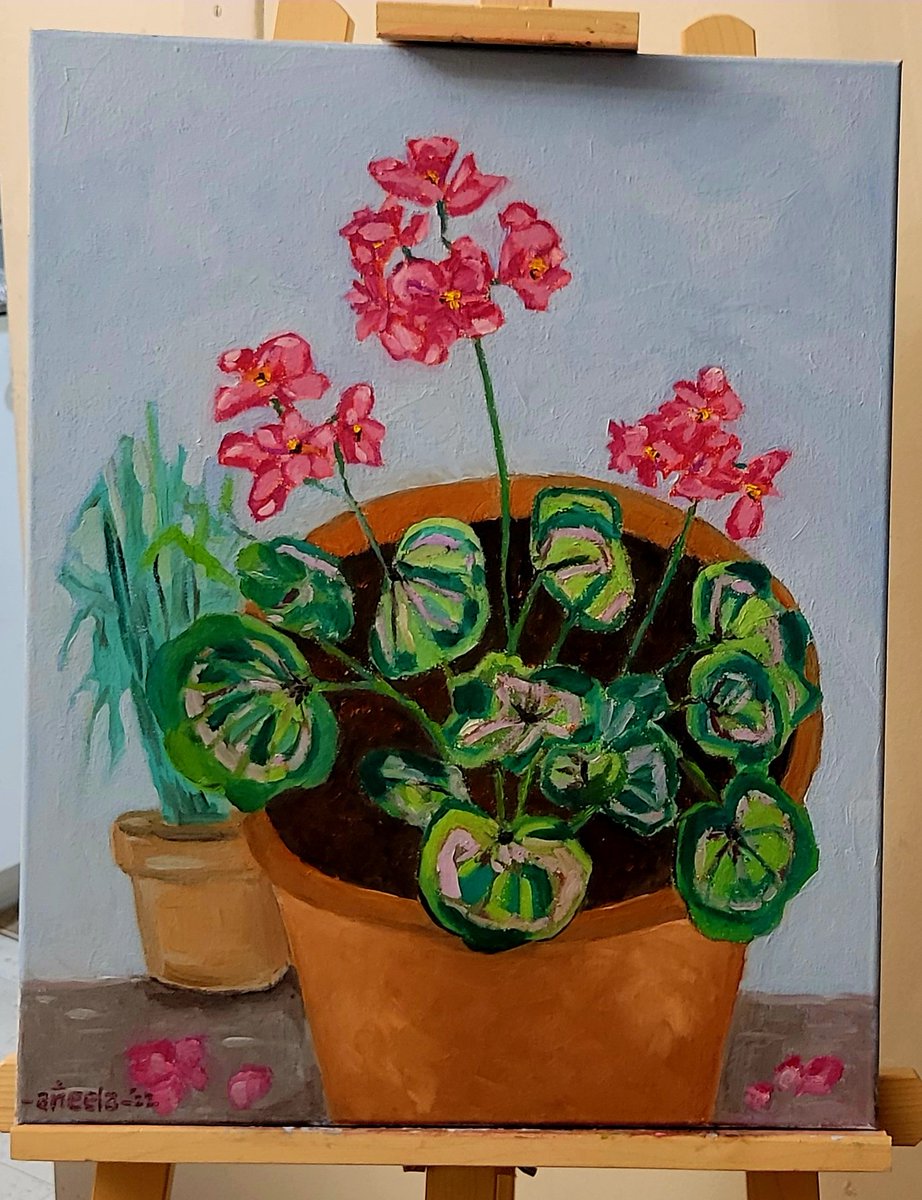 AnEeLaShaMim's tweet photo. Red Geranium .... home gardening....love this piece. 
.
.
.

#redgeranium #homegardening #plants #oilpastels #oilpaints #oilpainting #myart #selftaughtartist.....16×20 in. https://t.co/9PhDIFGVcW