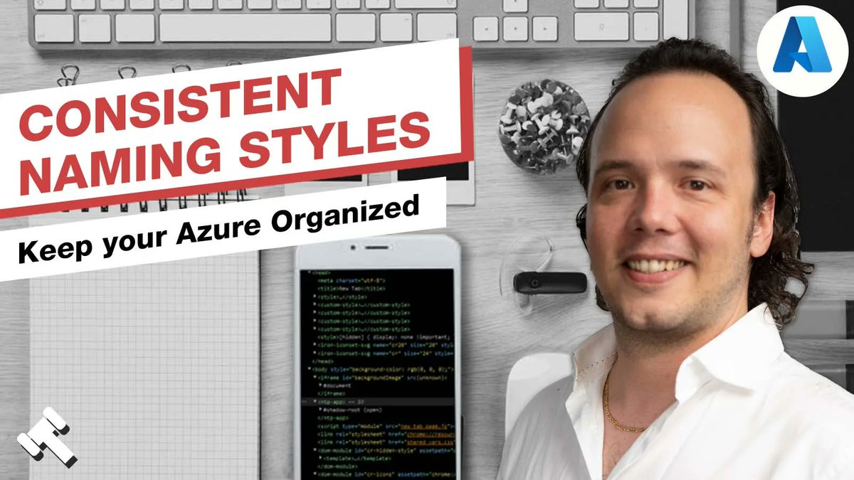 SSW_TV's tweet photo. 🎥 New video: Enforce Consistent Naming Styles in your #Code | Organizing your #cloud starts with good names and consistency! SSW’s Solution Architect Luke Cook shares some #BestPractices for naming and tagging your resources. Watch it now ➡️ https://t.co/7kIqPkkis7 #Azure https://t.co/6pAfyFWFV6