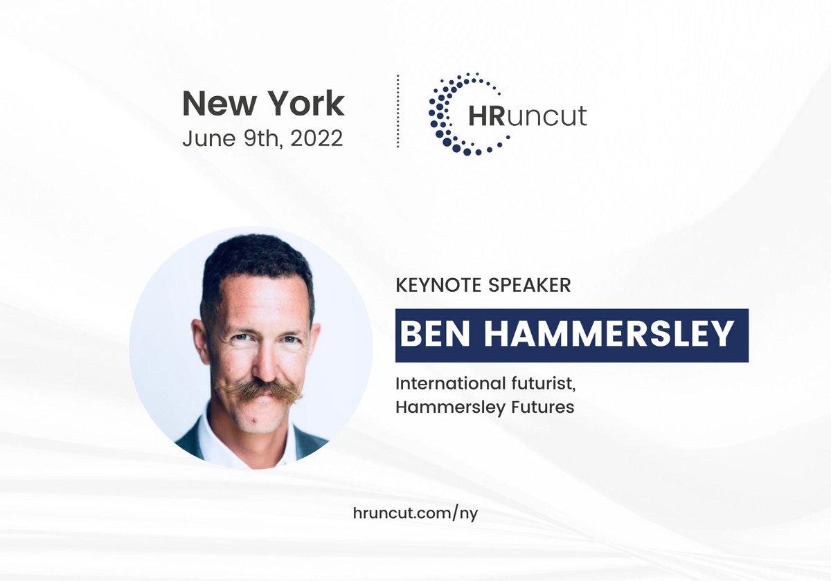 Welcome keynote Ben Hammersley  to the event.

Register now: lnkd.in/gYnV5MDN
#HRuncut #NewYork is happening on June 9th!

#HRuncut #humanresources #CHRO #HRevent #recruiting #conference #careerdevelopment #leadership #Diversity