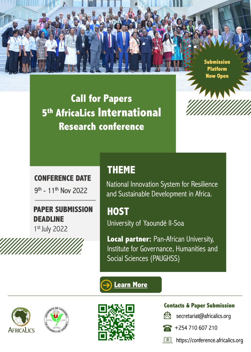 5th AfricaLics Research conference paper submission platform is now open.
Learn more:conference.africalics.org
Submission deadline: 1st July 2022
<a href="/ACTSNET/">ACTS</a> 
<a href="/Globelics/">Globelics</a> 
<a href="/redLALICS/">LALICS</a> 
<a href="/UJ_TRCTI/">Trilateral Chair in Transformative Innovation</a>