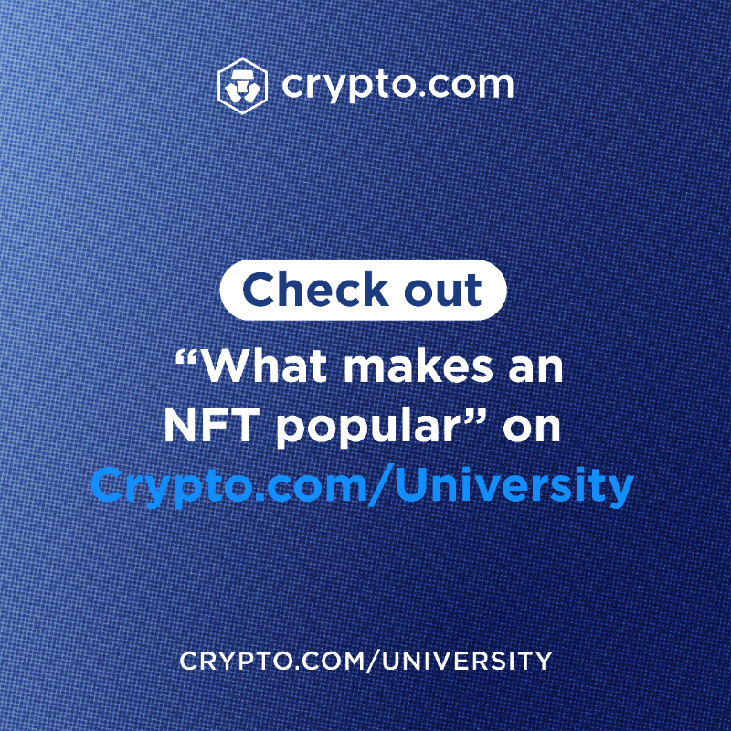 cryptocom's tweet photo. Know what makes an NFT popular with our latest guide.
👉 https://t.co/LeFjF89kkf