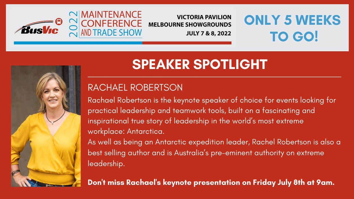 We're looking forward to hearing from Rachael and all of our other fabulous speakers and presenters. For full details and to register, visit the event website cvent.me/lPMQN1?RefId=Tw
#BusVic