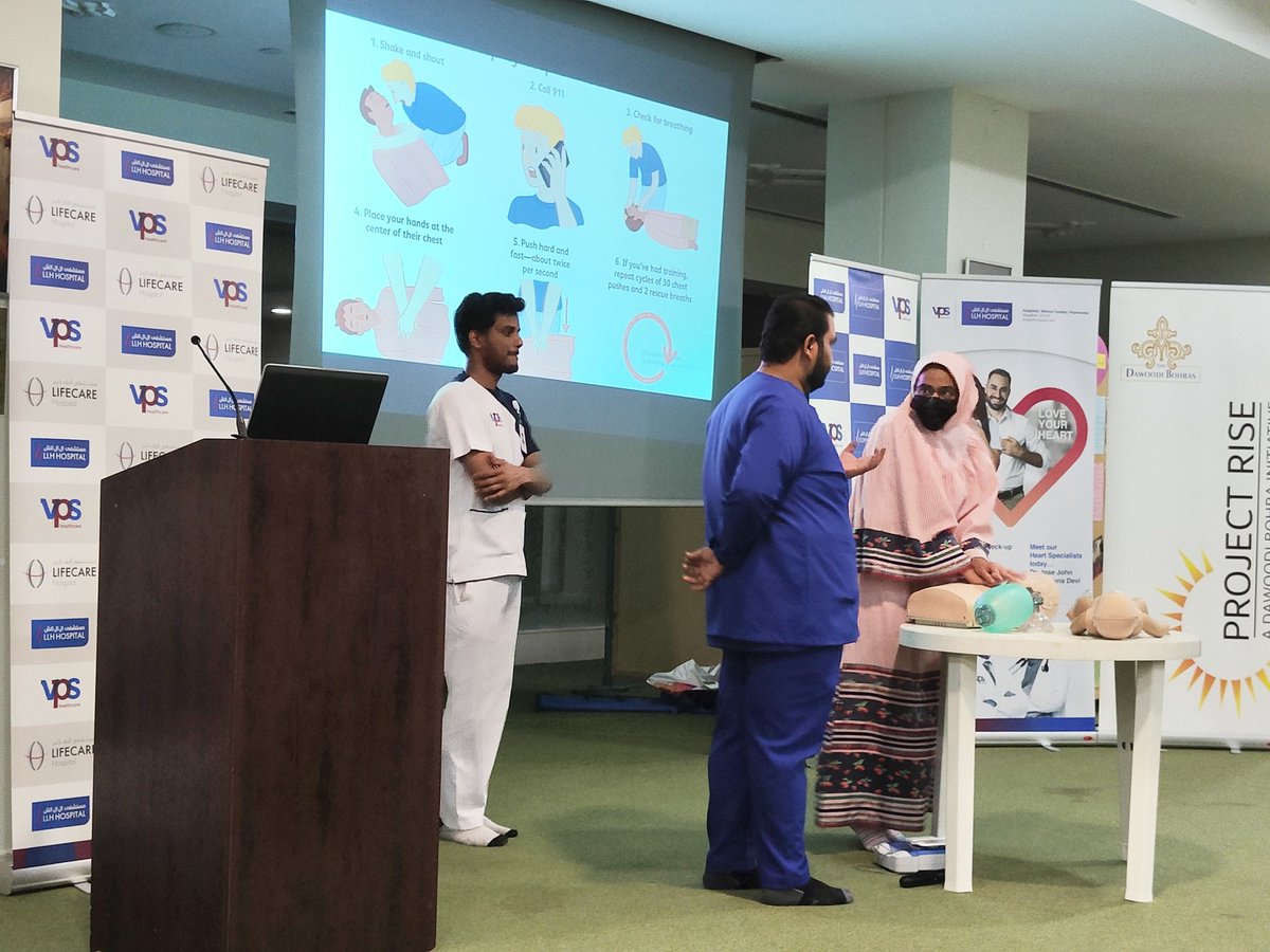 Bohras_MidEast's tweet photo. Thank you @VPS_Health for the extremely informative session on CPR and for agreeing to train our @Dawoodi_Bohras volunteers in #AbuDhabi. We are grateful for the training to help educate more about pressing medical issues. 

Together we can indeed change lives! @burjeelhospital https://t.co/YiXovbS92P