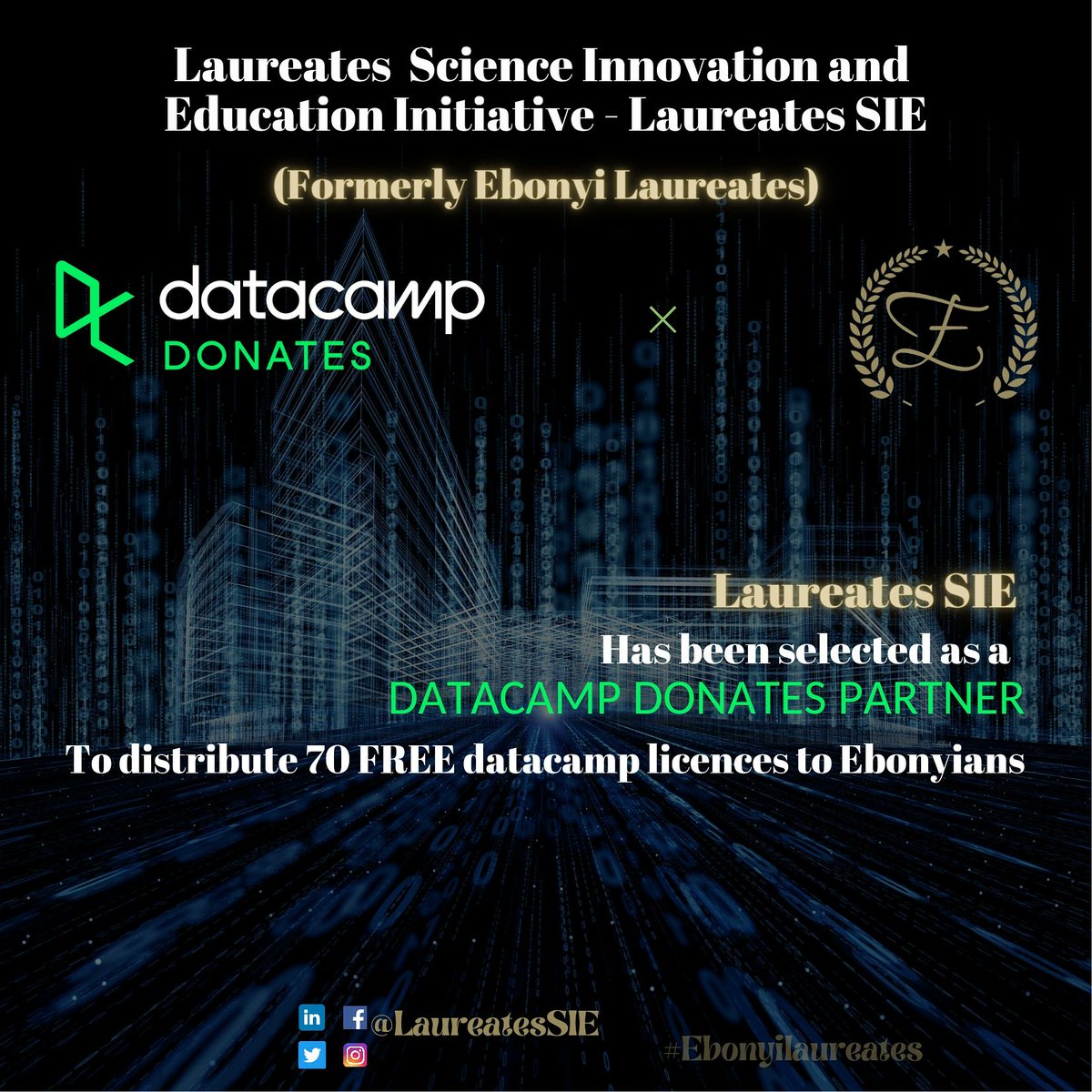 EnyaChukwu's tweet photo. Hi everyone, I have some good news.
@LaureatesSIE has been selected as a @DataCamp donates partner.
#dcdonates
#Ebonyilaureates
#LaureatesSIE
#STEMEbonyi
#STEMfreely
#Ebonyi25X
#Ebonyitotheworld
#EbonyiTwitter https://t.co/XEaDb7i9Yi
