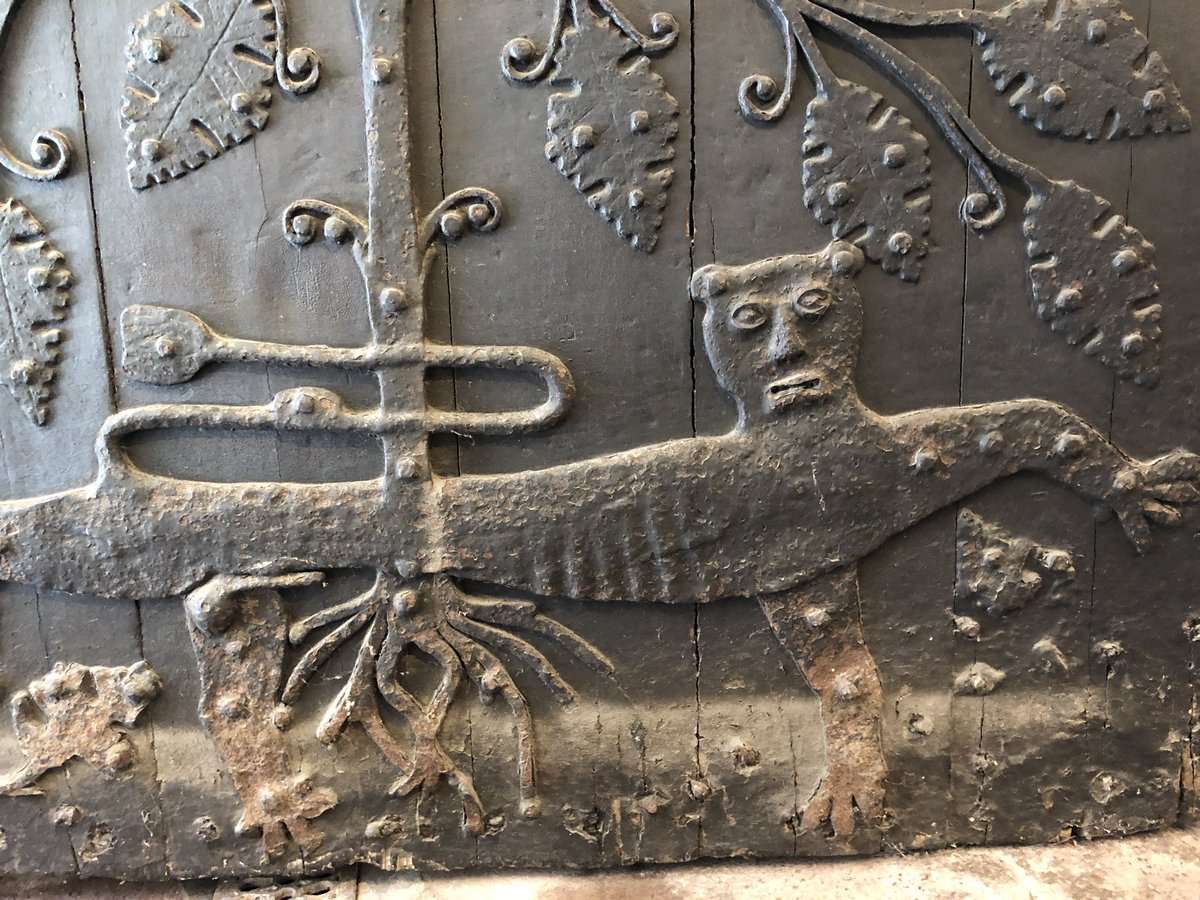 How could I resist a closer look at this jolly fellow. EH listing suggests this stunning ironwork may be C15 #ironworkthursday #medieval #Dartmouth