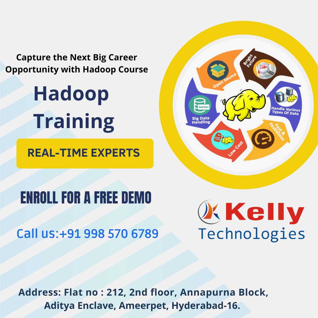 KellyTechno_adm's tweet photo. Hadoop is the Career of the Future
Learn the Lucrative Skill & Skyrocket Your Career Growth
For More:
https://t.co/AbUjU0lExm
For More:
https://t.co/3sD6NGK22O
#HadoopTraining #HadoopCourse #Hyderabad https://t.co/7edLAHsirK
