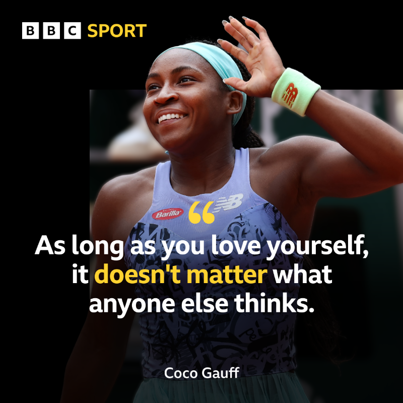 BBCSport's tweet photo. 🗣 "Enjoy life. No matter how good or bad my career is, I think I'm a great person,"

Coco Gauff has developed a new positive attitude towards her tennis, which could inspire her to the French Open final.

📲 Follow coverage from day 12 at #RolandGarros on @BBCSounds

#BBC Tennis