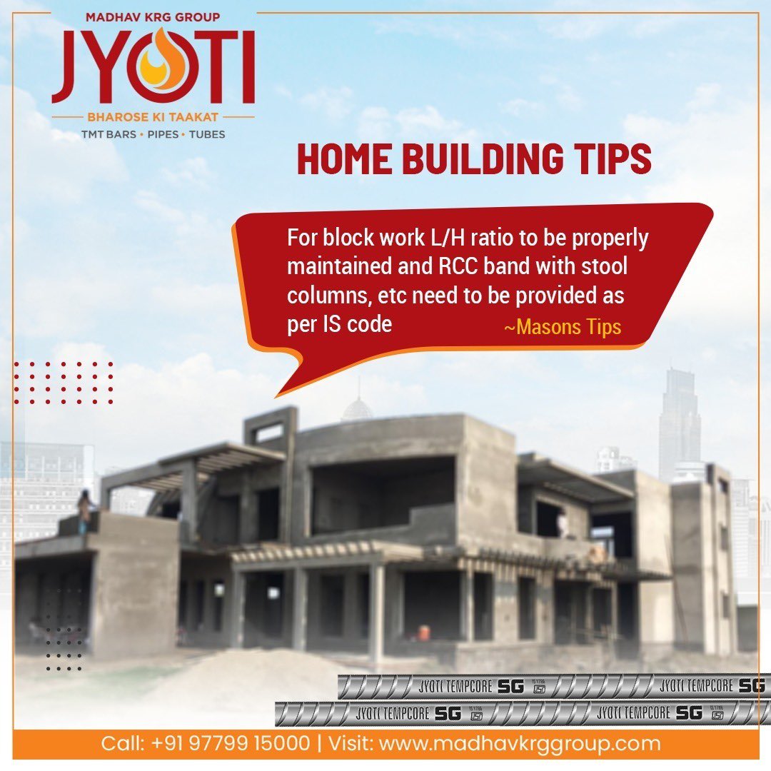 #HomeBuildingTips 🏚️🏚️
For Block Work L/H Ratio To Be Properly Maintained And RCC Band With Stool Columns, etc Need To Be Provided As Per IS Code. 🧑🏻‍🔧🧑🏻‍🏭
.
.
.
For Any Query, 📞Contact us at: +91-97799-15000
📧Mail us at: +91 97799 15000
#HomeBuildingTips #construction