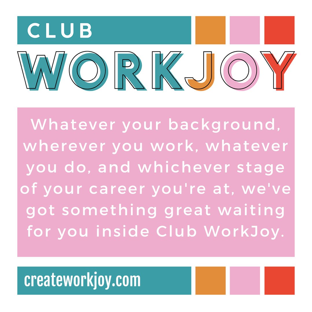 createworkjoy's tweet photo. For just £39 p/m, being a Clubber will enable you to navigate through your working life, figuring out your own personal formula for less gloom and more joy. 

[See link in bio to sign up]

#createworkjoy #clubworkjoy #community #profession #industry #inspiration #worklife #joy https://t.co/XLkoLsJl27