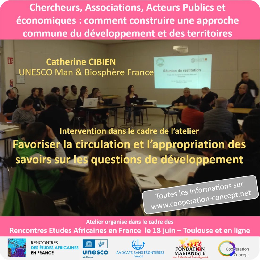 Chercheur, Association, Acteur Public et économique : comment construire une approche commune du développement et des territoires ?
⏰ Rdv le 28 juin avec Catherine Cibien 👉buff.ly/3M4pYxb 
#REAF <a href="/UNESCO_Maghreb/">UNESCO Maghreb</a> <a href="/UNESCO_fr/">UNESCO en français</a> <a href="/CNRS_Toulouse/">CNRS Occitanie Ouest</a> <a href="/Occitanie/">Région Occitanie</a> <a href="/ARRICOD/">ARRICOD</a> @Gescod_RRMA