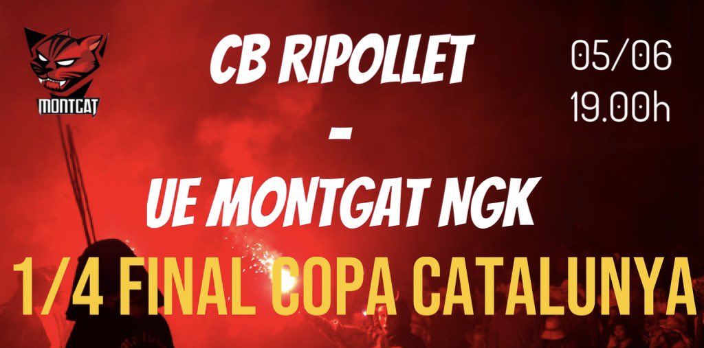 uemontgat's tweet photo. GAME ALERT🔥🔴

Diumenge, caixa o faixa a #Ripollet, el Sénior NGK comença una fase on no val despistar-se, guanyant F4, perdent fí de la temporada.

@cbripollet és un equip durissím però anirem al #Barneda amb totes les ganes per ser a la F4. https://t.co/rPHHzECer7