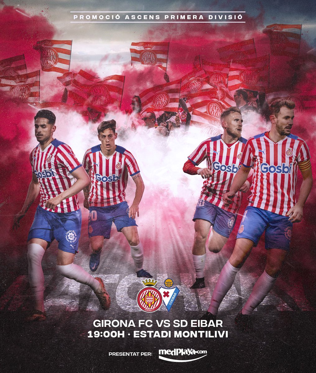 GironaFC's tweet photo. ⚽️ 𝐃𝐈𝐀 𝐃𝐄 𝐏𝐋𝐀𝐘-𝐎𝐅𝐅
🆚 SD Eibar
🏟️ Estadi de Montilivi
⌚️ 19:00h
🏆 PLAY-OFF
📲 #GironaEibar  

🔴⚪ #GironaFC #OrgullGironí https://t.co/zvS8wG9t1g