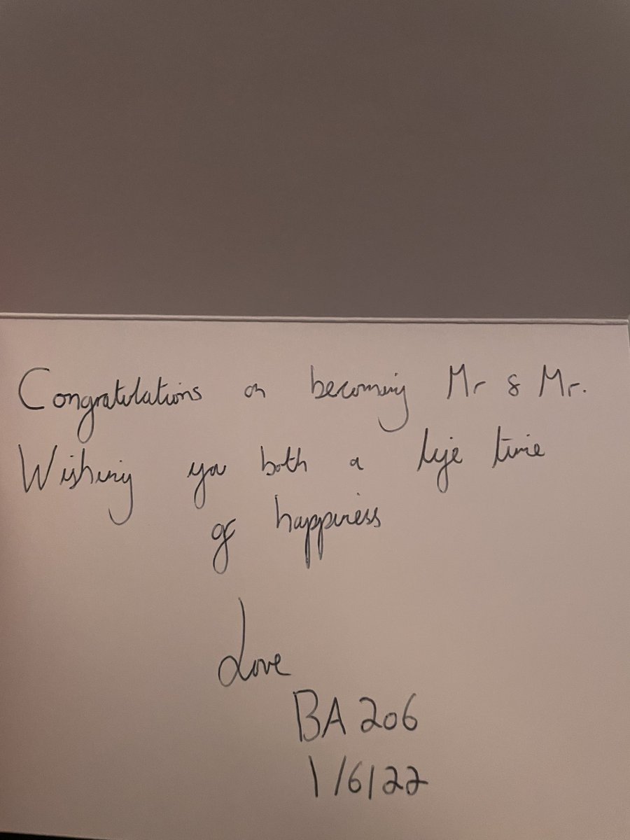 .<a href="/British_Airways/">British Airways</a> Thank you for such a wonderful flight home and the gift your staff gave us to celebrate our wedding! Such a lovely touch! 🍾🥂❤️ <a href="/SimonAdkins/">Simon Adkins</a>