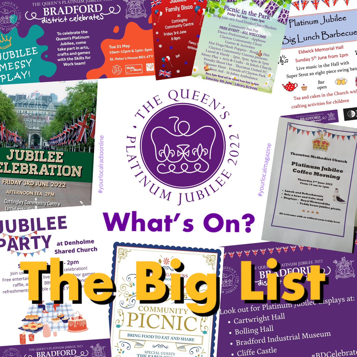 👑Happy #bankholiday👑 There’s a whole host of local events happening this weekend. Check out the big list on our Facebook page to help you choose where to celebrate the #PlatinumJubilee 🇬🇧

#Bingley #JubileeWeekend #JubileeCelebration #yorkshire #bradford