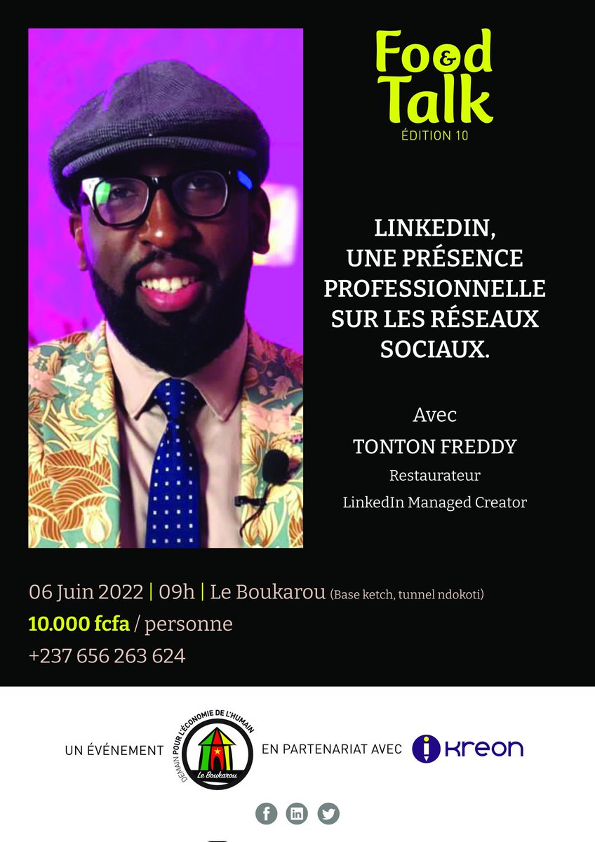 jpketcha's tweet photo. A l'occasion de son #boukaDay, @leboukarou237 vous propose deux supers events pour éclairer vos esprits sur des sujets importants. Merci à #tontonFreddy et @MrDigitalAfrica d'être de la partie. Ca se passe à #douala. 
#Digital #communication #Entrepreneur https://t.co/nAa0LQlNfH