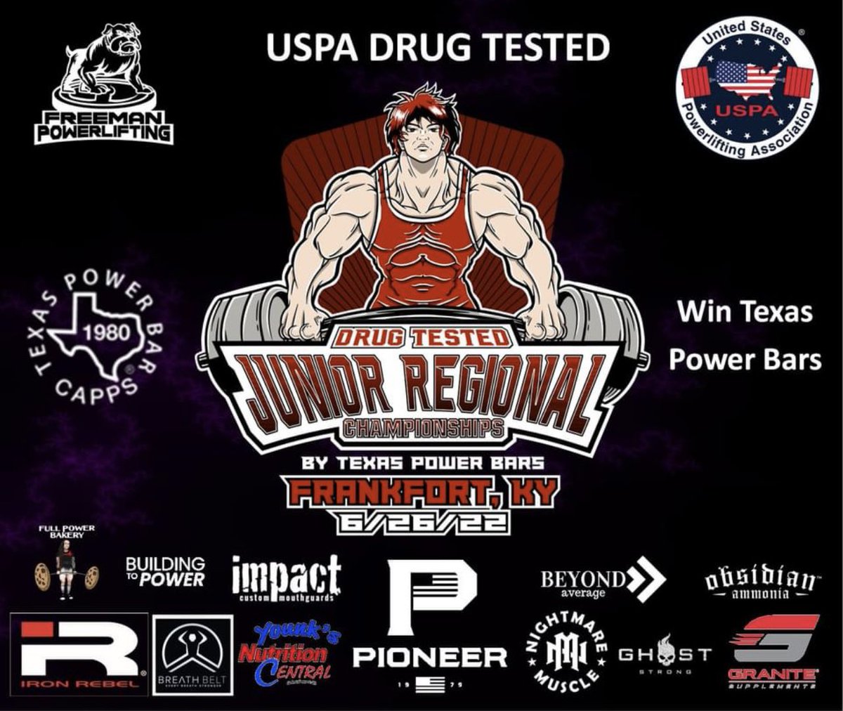 On June 26th I will be attempting to break a national record at the USPA Drug Tested Junior Regional Championship in Kentucky.