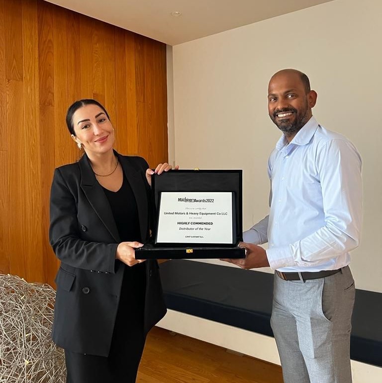 UtdMotorsDubai's tweet image. We were awarded as ‘𝗛𝗶𝗴𝗵𝗹𝘆 𝗖𝗼𝗺𝗺𝗲𝗻𝗱𝗲𝗱 𝗗𝗶𝘀𝘁𝗿𝗶𝗯𝘂𝘁𝗼𝗿 𝗼𝗳 𝘁𝗵𝗲 𝗬𝗲𝗮𝗿’ at the Construction Machinery ME Awards 2022. 
#CMMEAwards2022 #UnitedMotors
