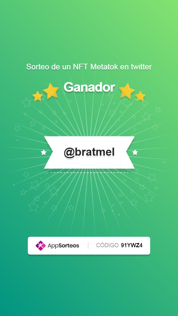 MetatokNft's tweet photo. Hola comunidad, estábamos resolviendo unos problemas técnicos pero ya tenemos el ganador del Sorteo.
Felicidades @bratmel 🎊🎊🎊🎊 , comunícate con nosotros por el DM para que puedas reclamar tu NFT https://t.co/0ILezvpAVy