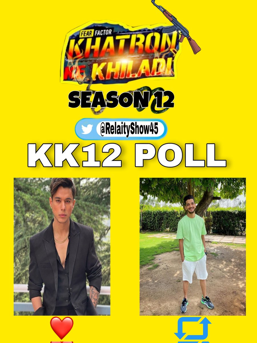 RealityShows45's tweet photo. 💥𝐌𝐀𝐇𝐀 𝐌𝐄𝐆𝐀 𝐏𝐎𝐋𝐋 💥

So Guyzz Vote For Your Favourite Contestant from these Two✌... 

Pratik Sehajpal - Like ❤
Munawar Faruqui - Retweet ♻

#PratikSehajpal #MunawarFaruqui #PratikFam #MunawarKiJanta #PratikInKKK12 #MunawarFaruquiInKKK12 #KhatronKeKhiladi12 #KKK12 https://t.co/33JsfcFtjs