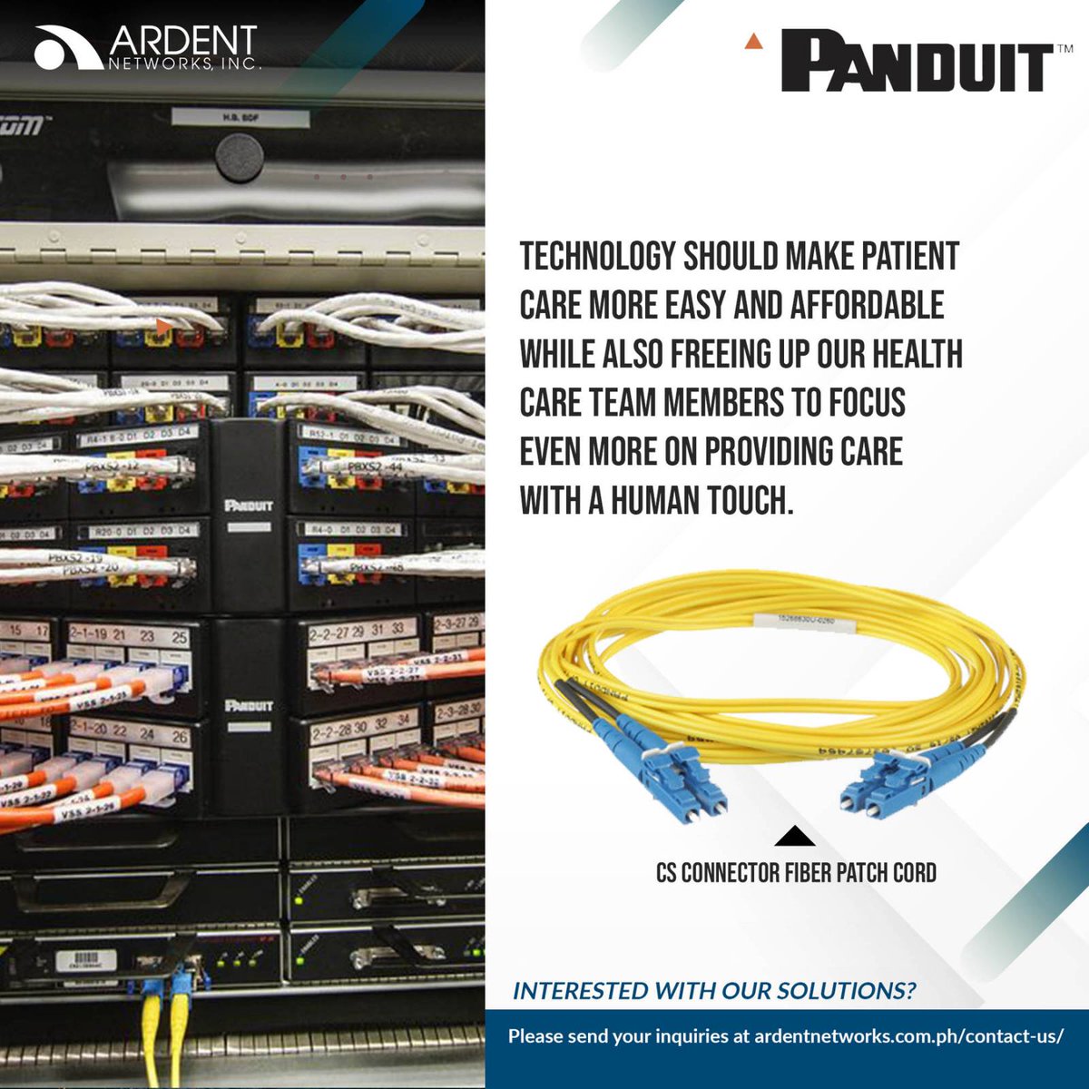 ardentnetworks's tweet photo. The CS Connector Fiber Patch Cord from Panduit features a low profile, unitary cable and push-pull tab. For more information about the CS Connector Patch Cord, visit https://t.co/rsgmxLhDcz

Speak to our Professional Consultants at https://t.co/1RVM6mbxG4 to find out more. https://t.co/m5QSHXaxcL