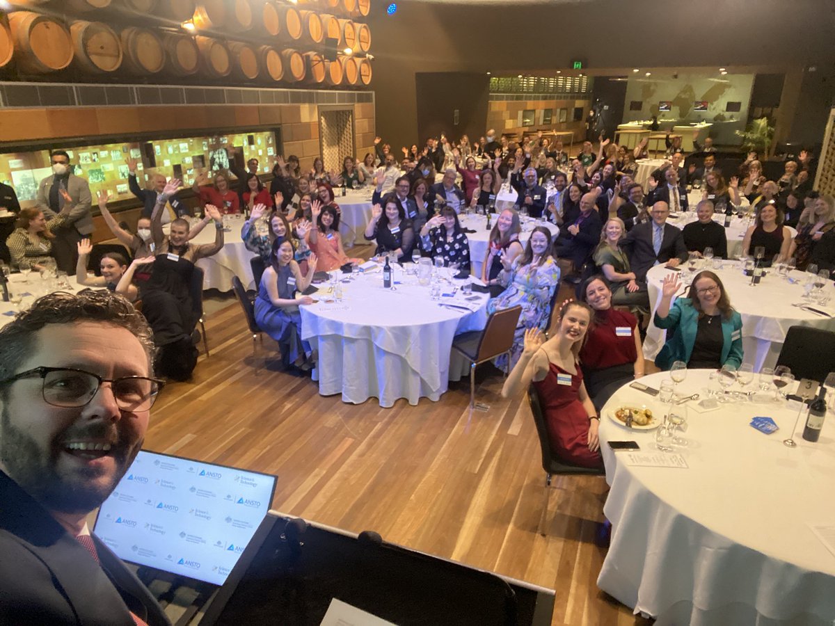 prof_hutchinson's tweet photo. @SciNate Thanks @SciNate you were a spectacular MC for the #SmP2022 gala night of nights!! The @ScienceAU team in R’Adelaide had loads of fun and kicked of some exciting collaborative projects over top notch dinner!! https://t.co/FNiKn3bgjM