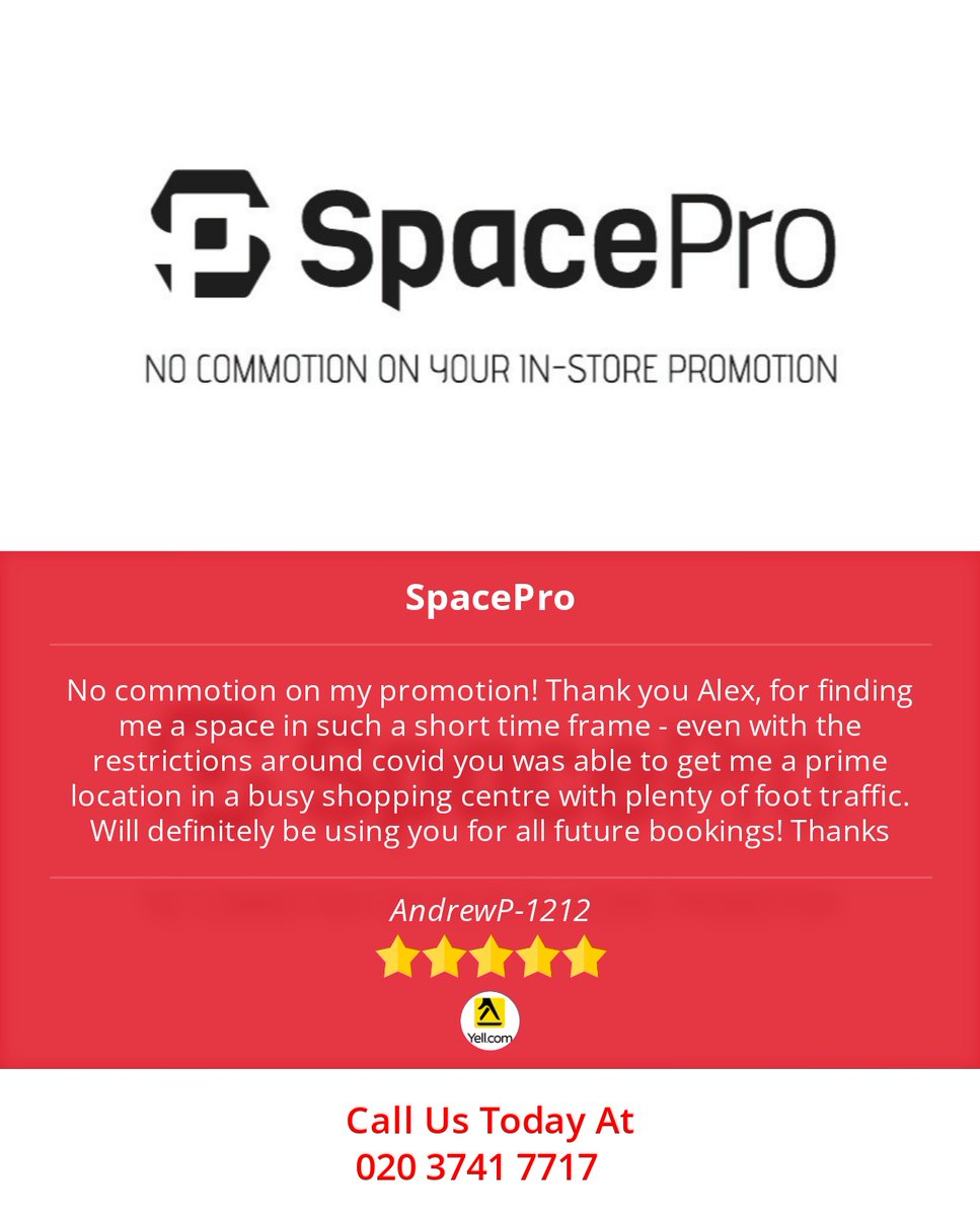 SpaceProLtd's tweet photo. 5 Star: AndrewP-1212 "No commotion on my promotion! Thank you Alex, for finding me a space in such a short time..." https://t.co/0Xw9pGGbK8 https://t.co/okTAXOm9SW