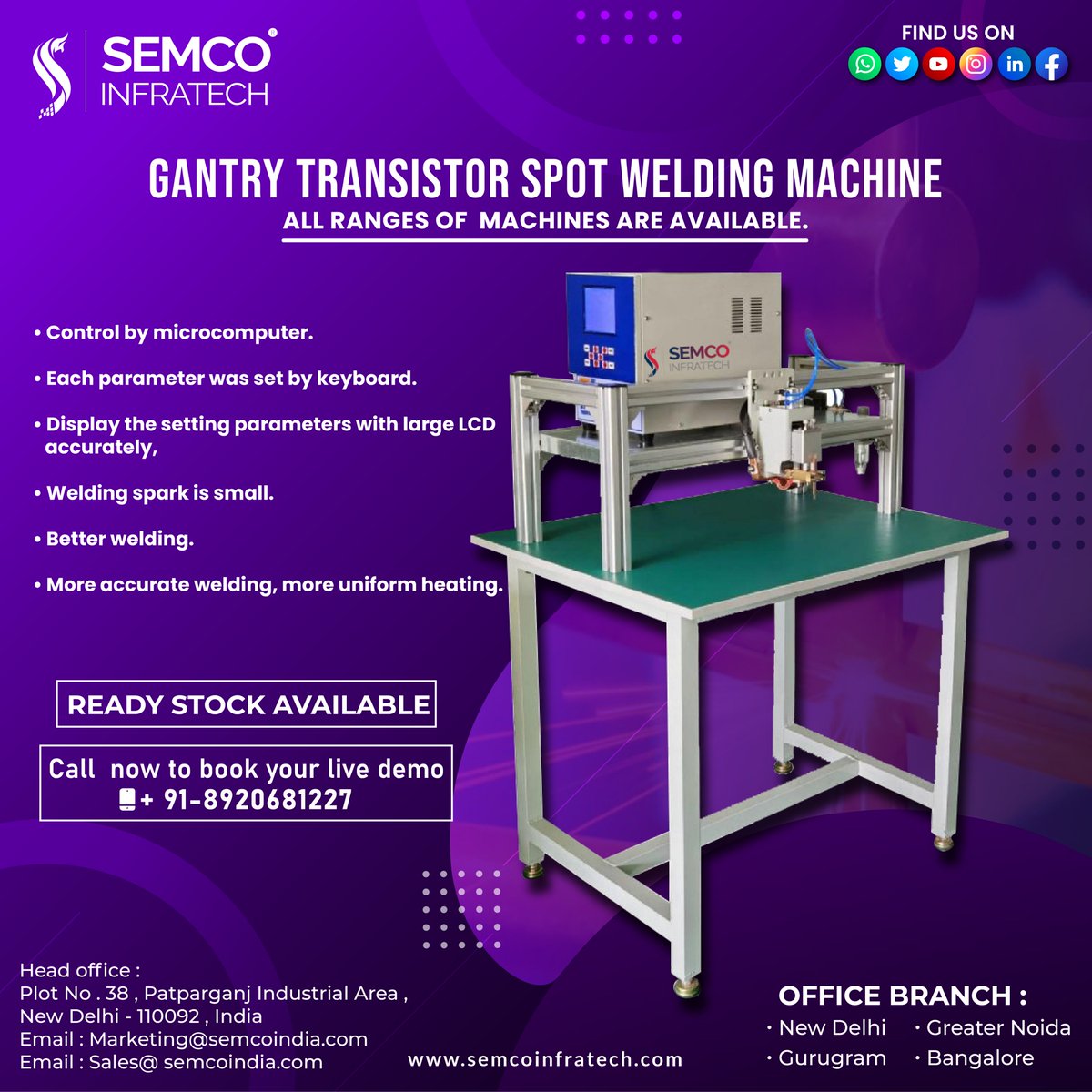 semcoinfratech's tweet photo. READY STOCK AVAILABLE !!!
Wide Range of SEMCO Gantry Transistor Spot Welding Machines Are Available,
Call now to book your live demo: +91 8920681227
#semcoinfratech #lithiumbattery #celltester #cellmachines #greenenergy #electricvehicle #solutionprovider #spotwelding #charging https://t.co/BFM5gcwwHM