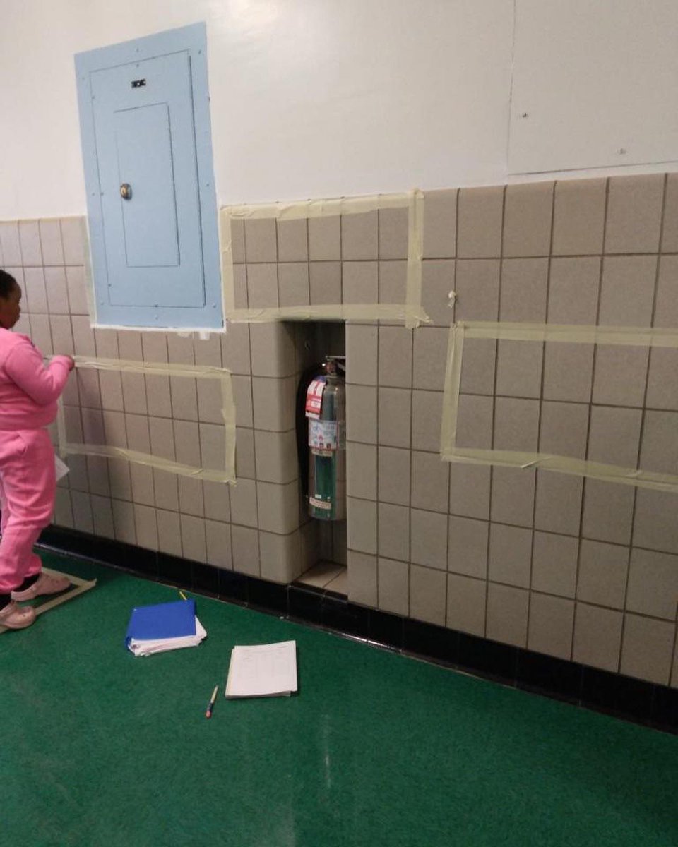 PS121x's tweet photo. Ms. Soloff’s class completing an array scavenger hunt to find dimensions, area and perimeter!! #math #mathscavengerhunt #nycdoe #nycschools https://t.co/CIzWlHjzw5