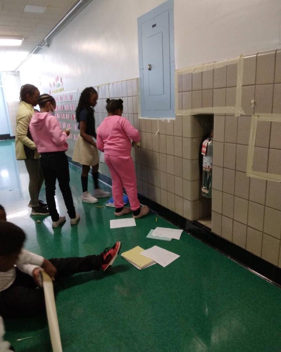 PS121x's tweet photo. Ms. Soloff’s class completing an array scavenger hunt to find dimensions, area and perimeter!! #math #mathscavengerhunt #nycdoe #nycschools https://t.co/CIzWlHjzw5