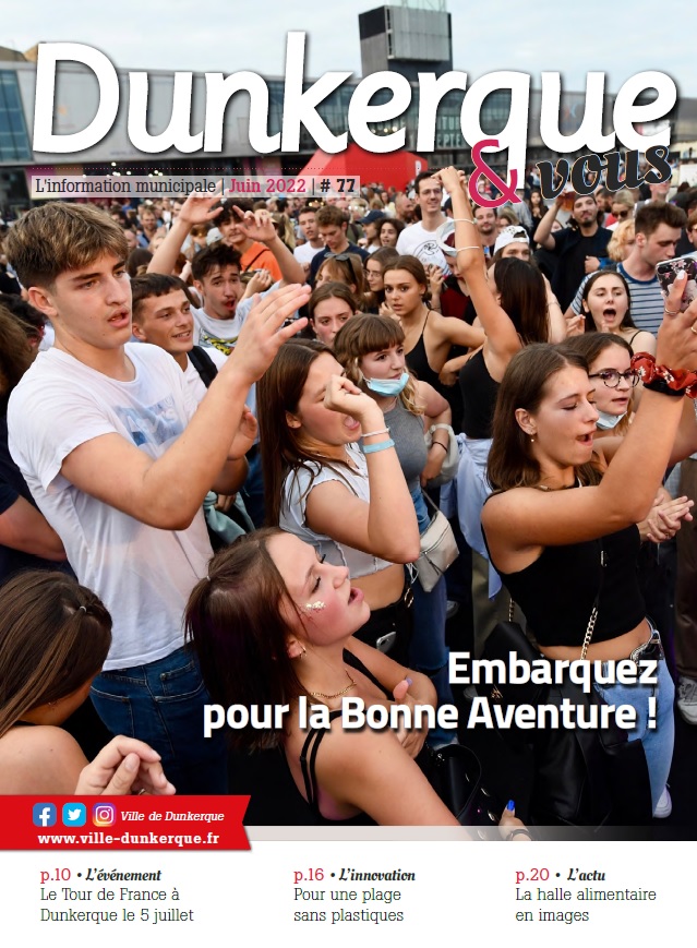 Dunkerque's tweet photo. ⚠️ Le magazine #DunkerqueEtVous du mois de juin est en ligne !
Au programme : 
1⃣ Zoom sur le festival #LaBonneAventure
2⃣ Les préparatifs du #TourDeFrance cycliste à Dunkerque
3⃣ Les premières esquisses de la future halle alimentaire...
✅ A lire ici 👉 https://t.co/SdCBrWkE95 https://t.co/mQnchFTiMs