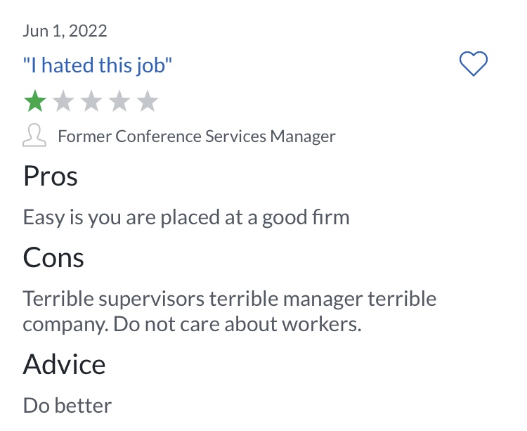 ExposingEpiq's tweet photo. Terrible supervisors terrible manager terrible company.

#terrible #mgmt #hr #glassdoor #epiqfail https://t.co/Zu8chgMtR7