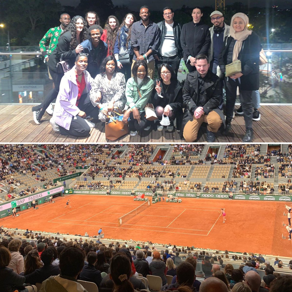 #RolandGarros🎾Jeudi dernier, 30 collaborateurs de <a href="/NQTasso/">NQT</a> et jeunes bénéficiaires du dispositif ont été invités par <a href="/BNPParibas/">BNP Paribas Group</a> pour assister à un match à <a href="/rolandgarros/">Roland-Garros</a> 🤩 Un immense merci à notre partenaire <a href="/BNPParibas/">BNP Paribas Group</a> pour cette soirée exceptionnelle🙏