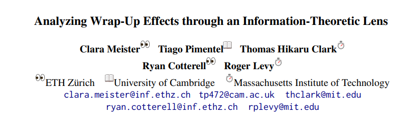 Humans' reading behaviors are different at the middle vs. the end of a sentence. Several theories have been proposed to explain what readers are doing on those final words to “wrap-up” the sentence.

In our #acl2022 paper we take a look at this phenomenon!
arxiv.org/abs/2203.17213
