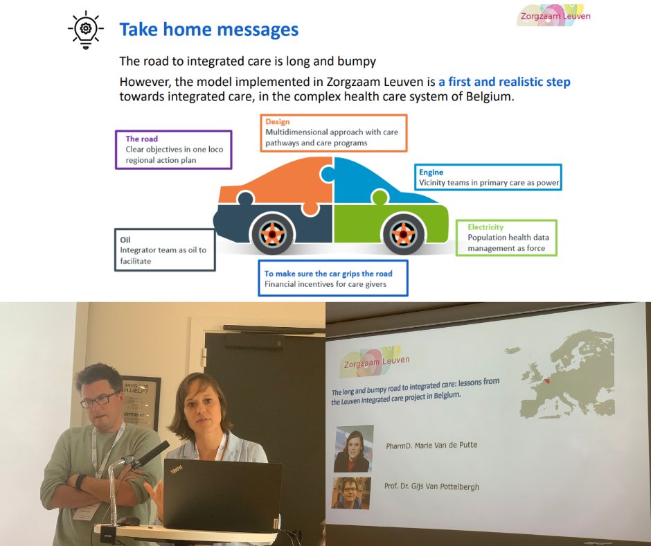 ‘The road to integrated care is long and bumpy. In Zorgzaam Leuven we try  to manage complexity, and move forward on this bumpy road. Our take home messages are therefore summarized in the image of a car.’ 

Presentatie Zorgzaam Leuven op IFIC 2022: zorgzaamleuven.be/_files/ugd/e18…
