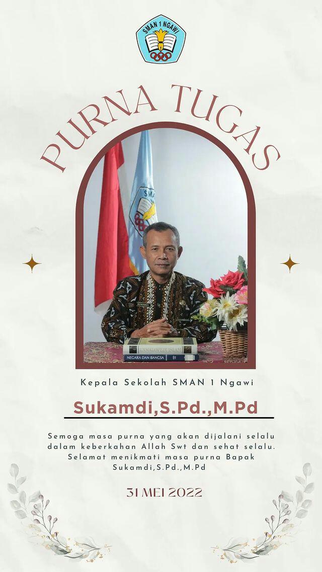 Terima kasih dan selamat purna kepada Kepala SMAN 1 Ngawi Bapak Sukamdi, S.Pd., M.Pd. 

Selamat datang Bapak Dr. Tjahjono Widijanto M.Pd sebagai nahkoda yang baru.

Sukses untuk keluarga besar SMASA Ngawi.

#ikismasaku