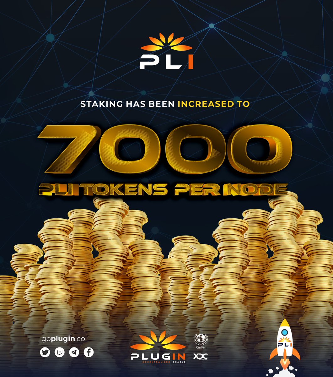 GoPlugin's tweet image. Dear Members,
We are delighted to inform that the permissible limit of staking has been increased to 7,000 PLI tokens per Node.
Minimum staking remains at 2,000 PLI tokens per Node.
Happy Staking!
#XDCNetwork
#FlyOutOfTheBox
#NodeOperators
#PLI