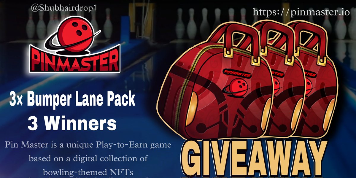 3× Bumper Lane Pack #NFTGiveaway by <a href="/PinmasterIO/">Pin Master</a> 🎉

*Requirement
1️⃣Follow <a href="/PinmasterIO/">Pin Master</a> &amp; @shubhairdrop1
2️⃣Like &amp; Retweet &amp; Tag 3 friends
3️⃣Comment Wax Address
4️⃣Join Discord - discord.gg/pinmaster

⌚End 5 June 🙂Good Luck

#WAX #PlayToEarn #NFTCommunity #NftFree #Giveaways