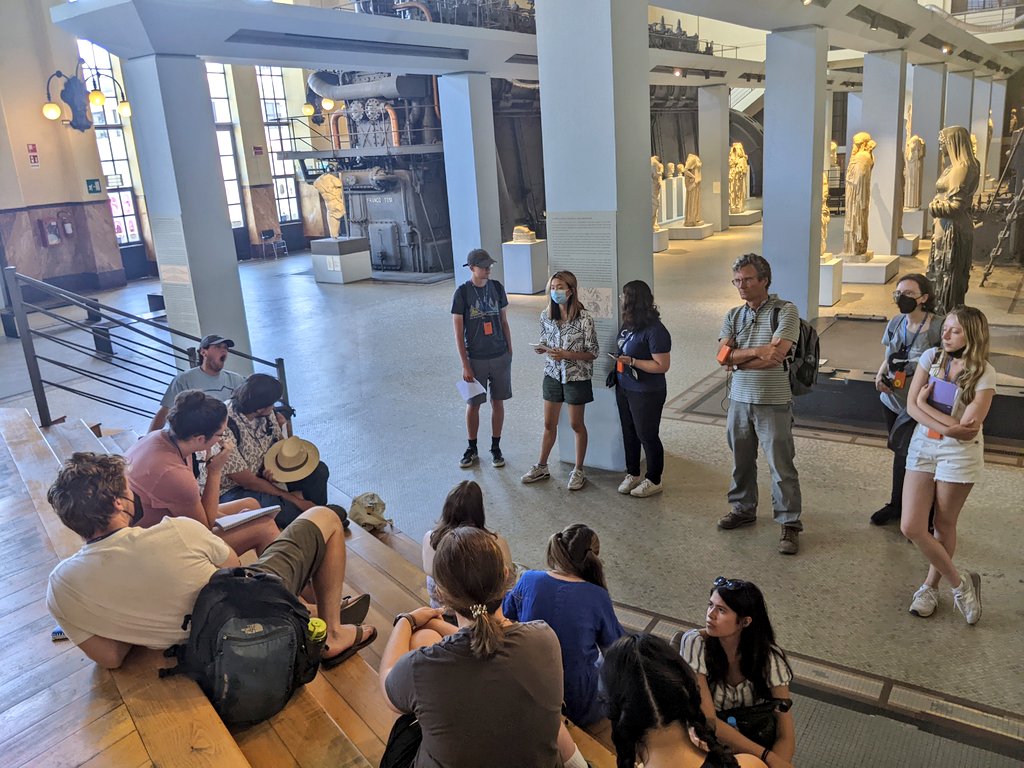 Classics22FSP's tweet photo. First up: Ashley, Will, and Carson on the 5th cent BCE pedimental sculpture of the Temple of Apollo Sosianus, brought to Rome from #Eretria in #Greece in the #Augustan period.
2/ https://t.co/w5jqtNkc9n