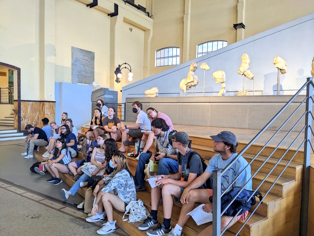 Classics22FSP's tweet photo. First up: Ashley, Will, and Carson on the 5th cent BCE pedimental sculpture of the Temple of Apollo Sosianus, brought to Rome from #Eretria in #Greece in the #Augustan period.
2/ https://t.co/w5jqtNkc9n